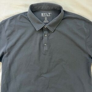 BYLT Polo Mens XL Black Premium Basics Lux Shirt Short Sleeve Cotton Tagless